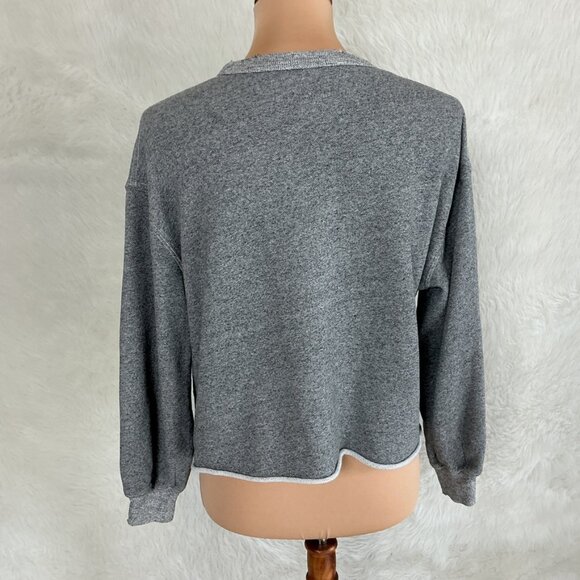 The Great. Heather Gray & Green Track Bears Cropped Sweatshirt Size 1 US S - Picture 4 of 7